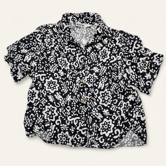 Wild Honey Vintage Tropical Print Button-Up Shirt – 90s/Y2K Rayon Blouse - Picture 1 of 6